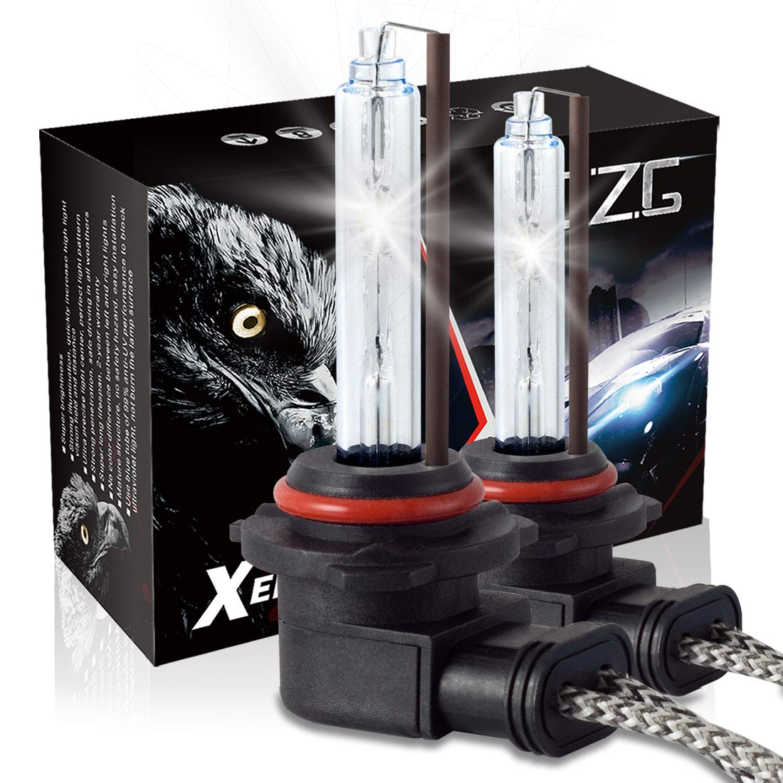 DZG HIR2 HB3 HB4 9012 9005 9006 HID Xenon Bulbs Headlight Replacement Kit 35W 6000K White Car, 1 Pair