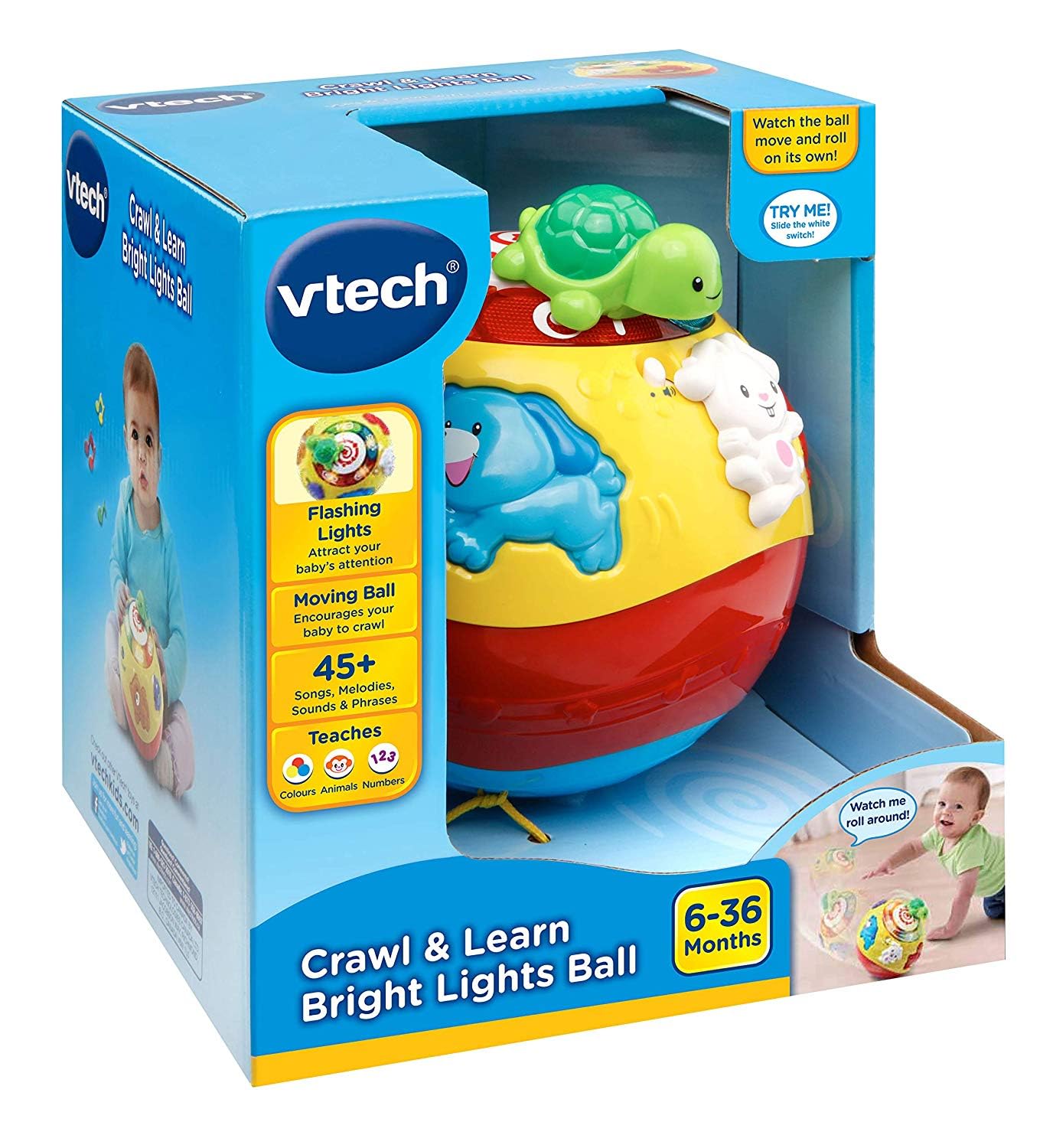 VTech Crawl & Learn Baby Activity Ball, Baby Play Centre, Educational Baby Musical Toy, Sound Toy With Lights, Numbers & Music Babies & Toddlers 6 Months+, Boys & Girls, English Version