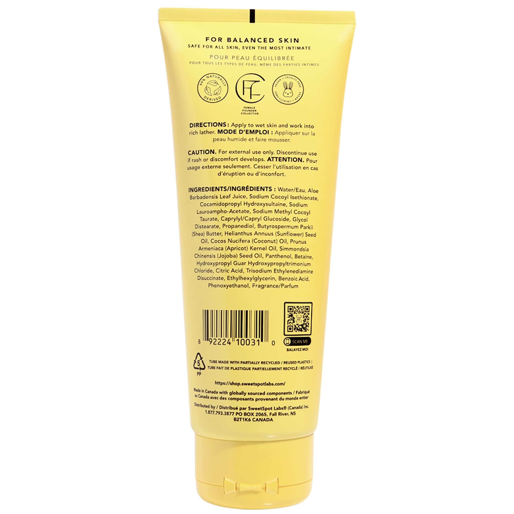 SweetSpot Labs Feminine Wash, Gentle Vanilla Blossom Scent, with Shea Butter and Aloe Vera, Sulfate Free, pH Balanced Womens Body Wash, 8 oz