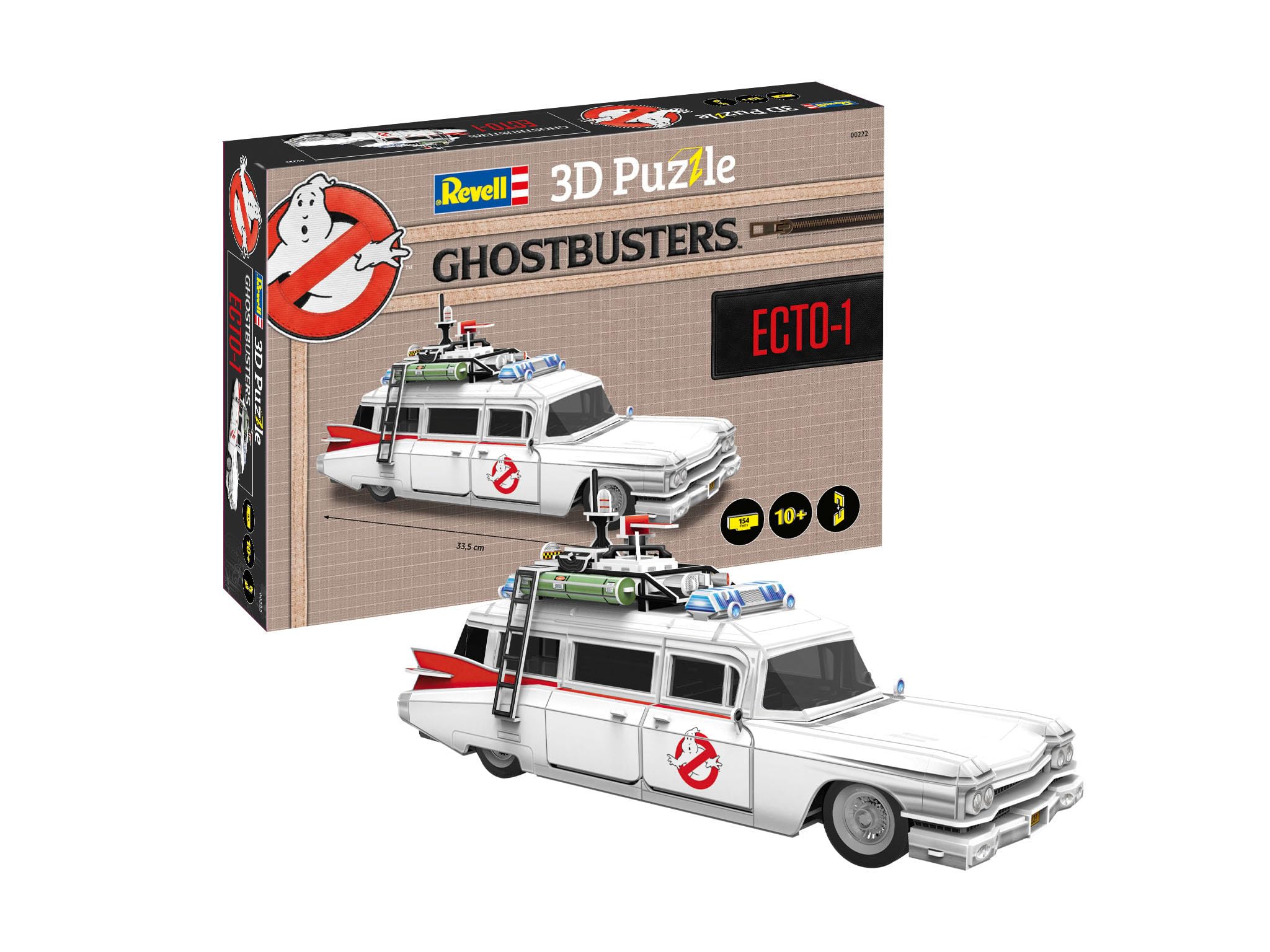 Revell 3D Puzzle Ghostbusters Ecto-1 I Offiziell Lizenziert | Authentischer Cadillac Miller-Meteor | Herausfordernd mit 120 Teilen | Ideal für Fans und Sammler | Perfekte Geschenkidee | Ab 10 Jahren