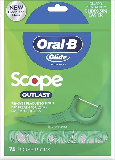 Oral-B Glide Floss Picks Plus Scope Outlast Long Lasting Mint 75 ct