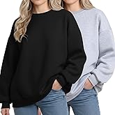 Chicingyou 2 Pack Women Oversized Crewneck Sweatshirts Fleece Pullover Sweater Winter Fall Fashion Clothes 2026