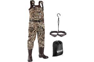 OXYVAN Duck Hunting Waders with 600G Rubber Boots Insulated,Neoprene Realtree MAX-7 Camo Fishing Chest Waders for Men & Women