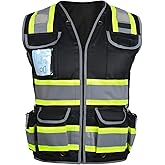 HYCOPROT Reflective Safety Vest Class 2 High Visibility Heavy Duty Construction Vest with Padded Neck,Meet ANSI/ISEA Standard