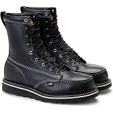 Thorogood American Heritage 8&rdquo; Steel Toe Work Boots for Men - Full-Grain Leather with Moc Toe, Slip-Resistant Wedge Outsole, and Comfort Insole; EH Rated