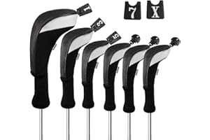 Andux 6pcs/Set Golf Club Head Covers Woods Driver Fairway Hybrid Set Long Neck (3 Hybrid + 3 Woods)