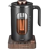 Electric Tea Kettle, INTASTING Glass Electric Kettle with tea Infuser and Precise knob temperature control, 1200W Fast Heating, BPA-Free, Easy to Clean, for Tea and coffee, 1 Liter (Wood)