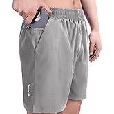 Thaplay Men's Workout Running Shorts with Zipper Pocket Ultra Lightweight Quick Dry Athletic Gym Shorts for Men