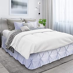 Nestl Ice Blue Bed Skirt Twin Size, Pinch Pleat