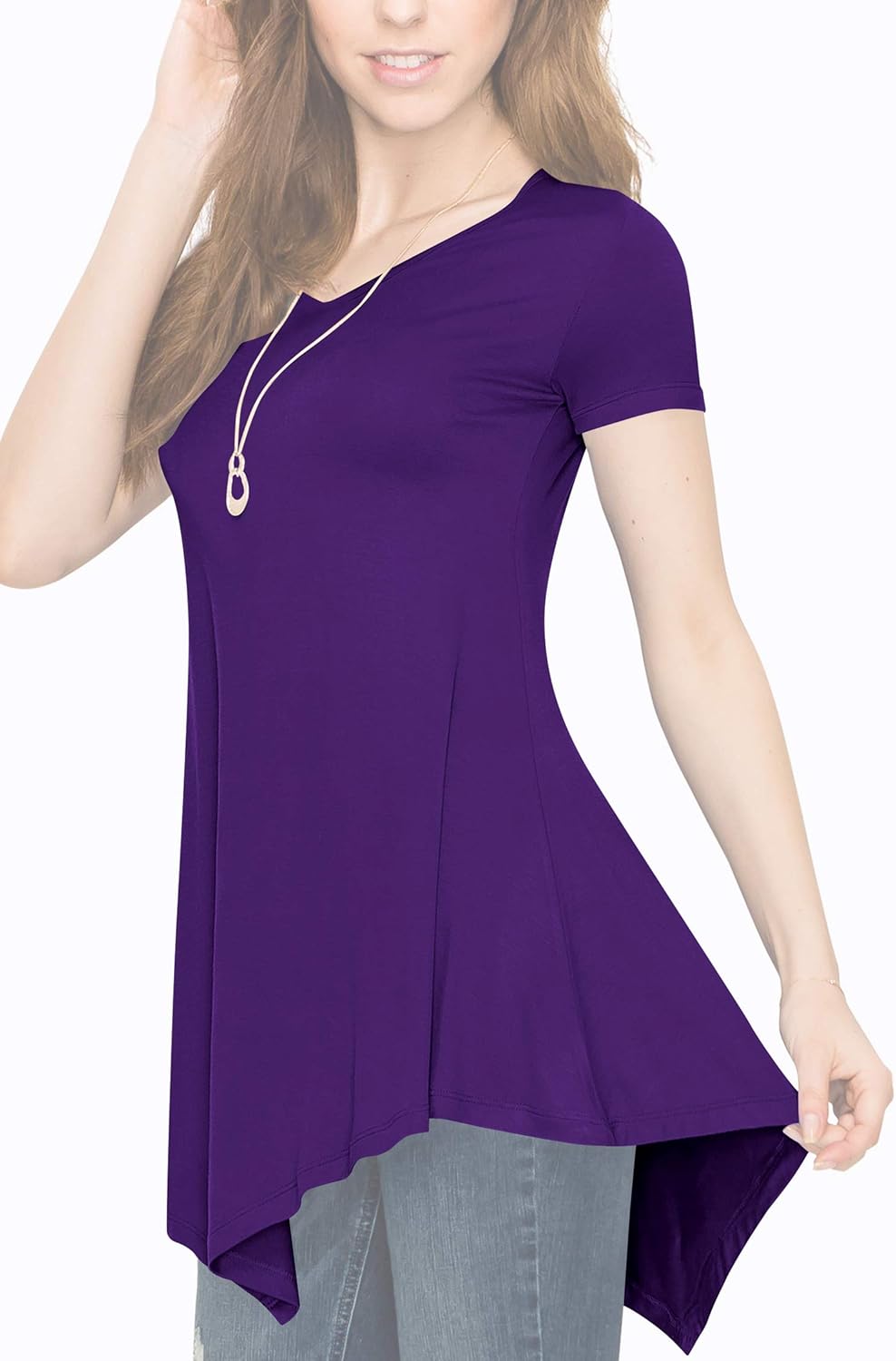 Made By Johnny Women's Casual Short Sleeve Comfy Tunic Swing Dress Loose Blouse Top for Leggings Plus Size XS-5XL at  Women’s Clothing store