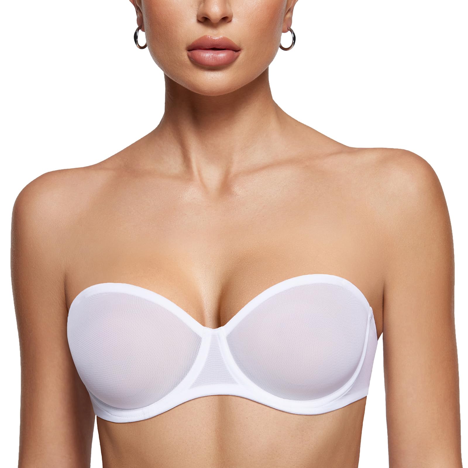 INLYRIC Women's Sheer Strapless Bras Mesh Sexy