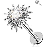 Jewseen 16G Tragus Piercing Jewelry 316L Surgical Steel Helix Piercing Jewelry Threadless Flat Back Cartilage Earrings 16G Cartilage Stud Labret Stud Tragus Conch Helix Earrings for Women