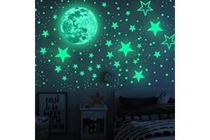 108PCS Stars for Ceiling - Glow in The Dark Stars and Moon Wall Decals for Bedroom - Self-Adhesive Fluorescent Night Sky Deco