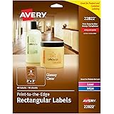 Avery 22822 Rectangle Labels with Sure Feed, Laser & Inkjet Printers, 2" x 3", 80 Glossy Crystal Clear Labels