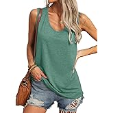 YEXIPO Womens Tank Tops Loose Fit 2025 Summer Casual Scoop Neck Sleeveless Shirts Tank Top with Pocket