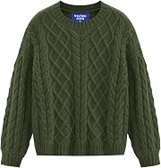 Aelfric Eden Womens Oversized Sweaters Cable Knit Chunky Sweater Lantern Sleeve Crewneck Pullover Loose Outfits