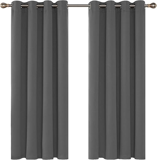 Deconovo Grey Blackout Curtains 46 X 54 Inch Eyelet Super Soft Thermal Insulated Bedroom Curtains Blackout Eyelet Curtains For Livingroom With Two