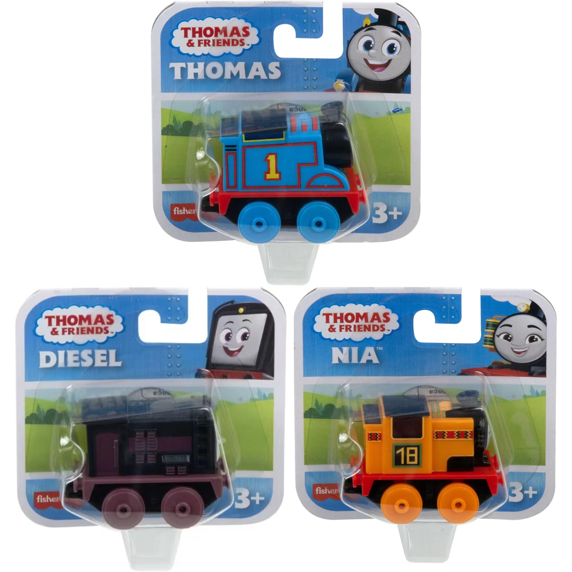 THOMAS & FRIENDS Diecast Full Metal Character Train Sets - (Thomas, Diesel & Nia - 3 Pack Set 1)