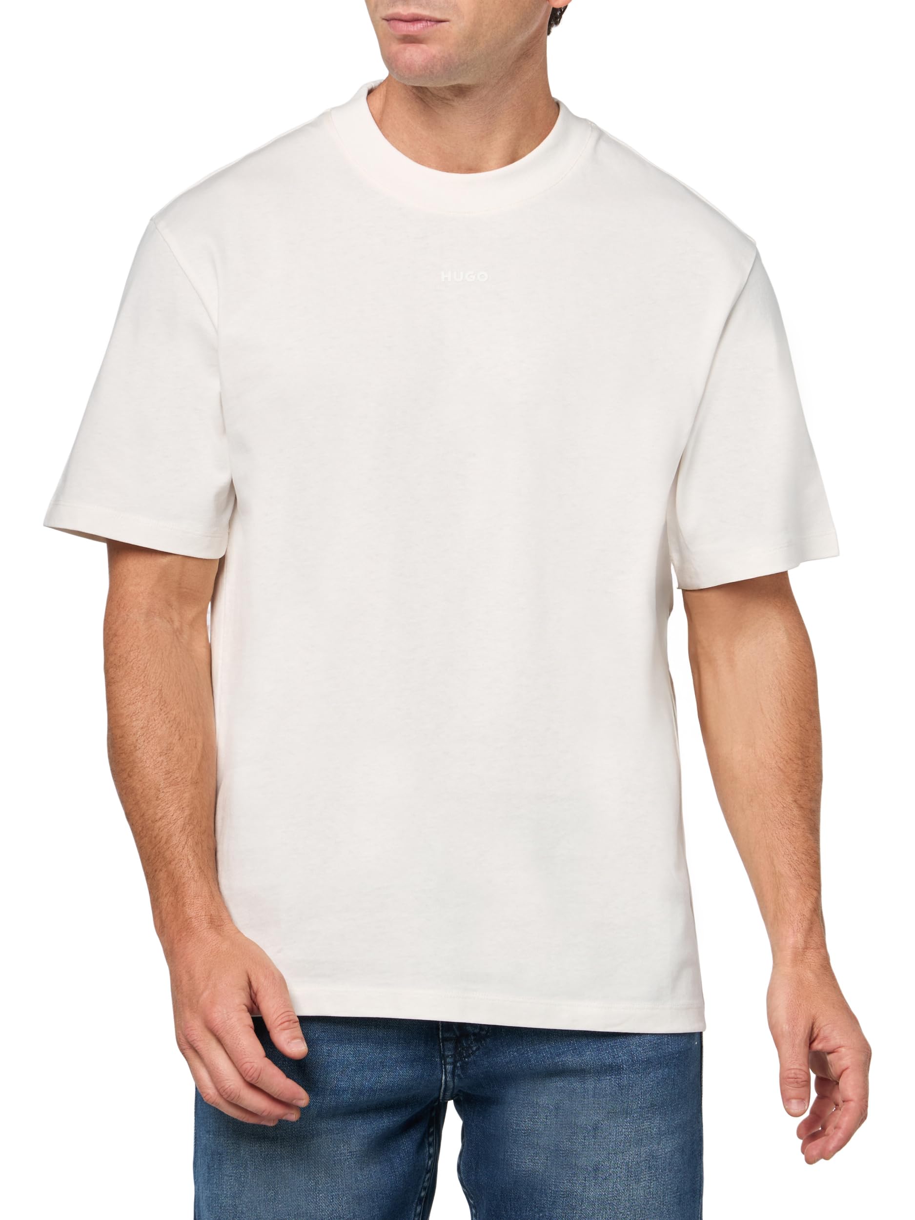 HUGO, Small Center Logo Jersey Short Sleeve T-Shirt, Linen Cream, L