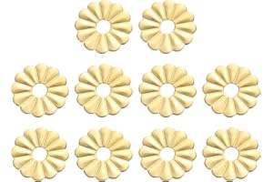 uxcell 10pcs Cabinet Knob Backplate, 0.94 Inch Lotus Leaf Shape Radial Brass Backplate Washers Classical Furniture Decoration