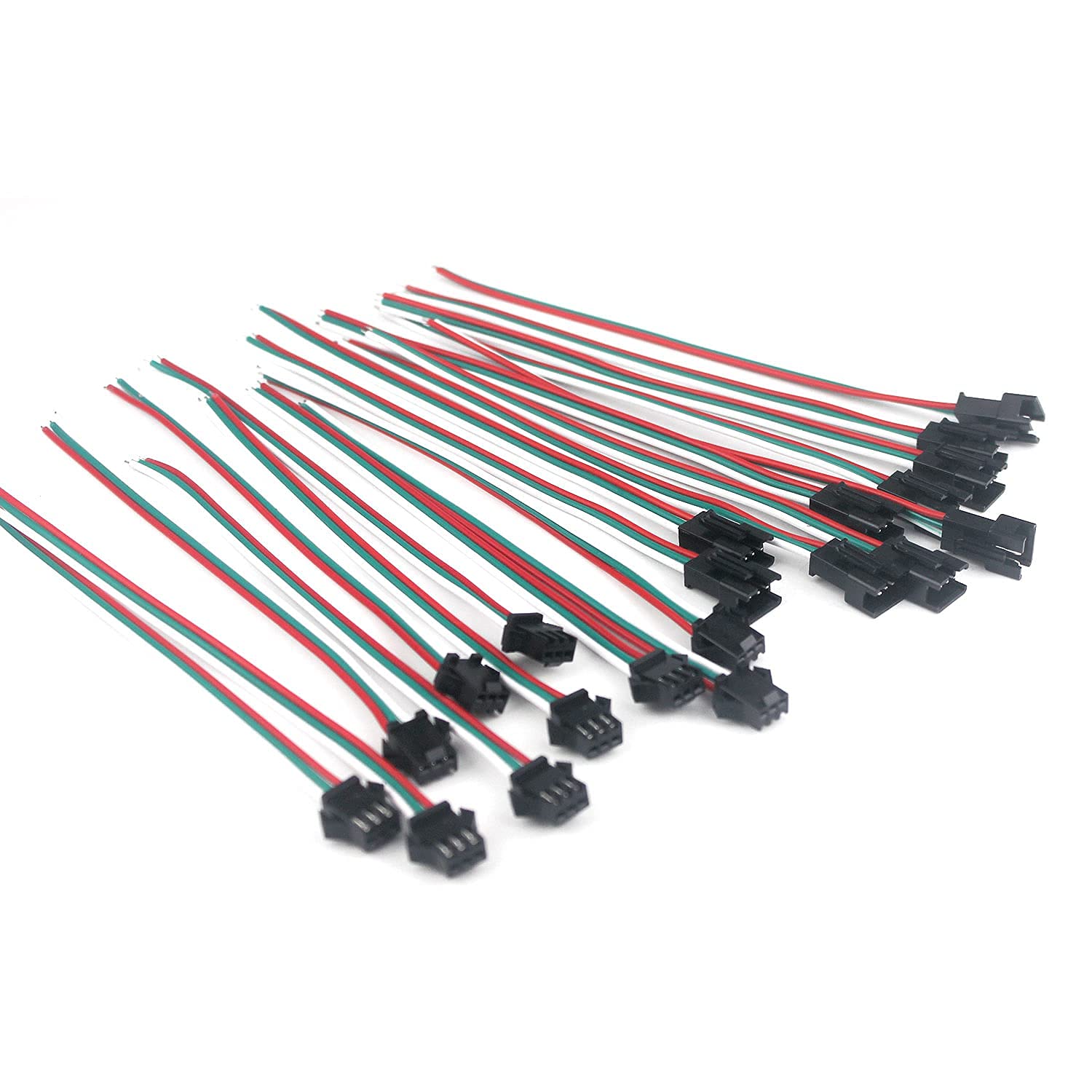 Taikuwu 10Pair 3 pin JST SM Male Female Plug LED Connector Cable for WS2812B WS2812 WS2811 LED Strip Lamp with 15cm Long Wire