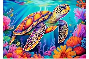 FOUNTOR Sea Turtle Diamond Painting Kits for Adults - Sea Turtle Diamond Art Kits for Adults, DIY 5D Diamond Painting Animals with Round Gem Art Kits for Adults for Gift Home Wall Decor 12x16inch