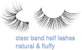 Ruairie False Eyelashes Natural Half Lashes Clear Band 5 Pairs 3/4 Fluffy Wispy view 2