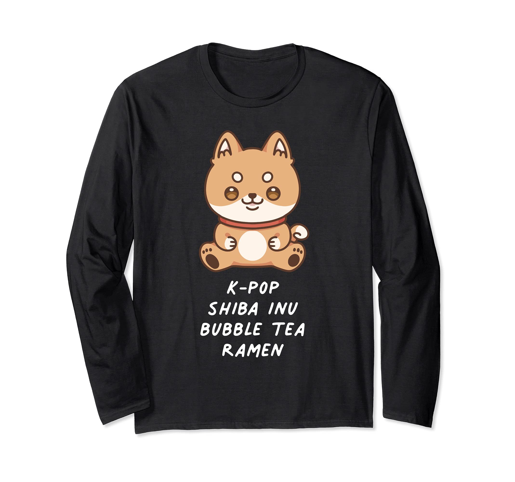 K-Pop Shiba Inu Bubble Tea Ramen Kawaii Japanese Dog Lover Long Sleeve T-Shirt