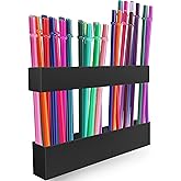 Straw Holder for Cabinet Door, 9.5โโ Large Acrylic Adjustable Straws Organizer with Ultra Sticky Adhesive Strips, Reusable Tumbler Straw Organizer Storage for Kitchen Counter Cupboard Door
