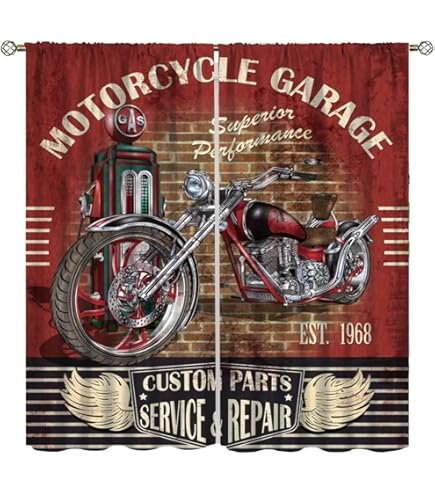 GoDazzling Retro Blackout Curtains Window, Car Repair Shop - View #2