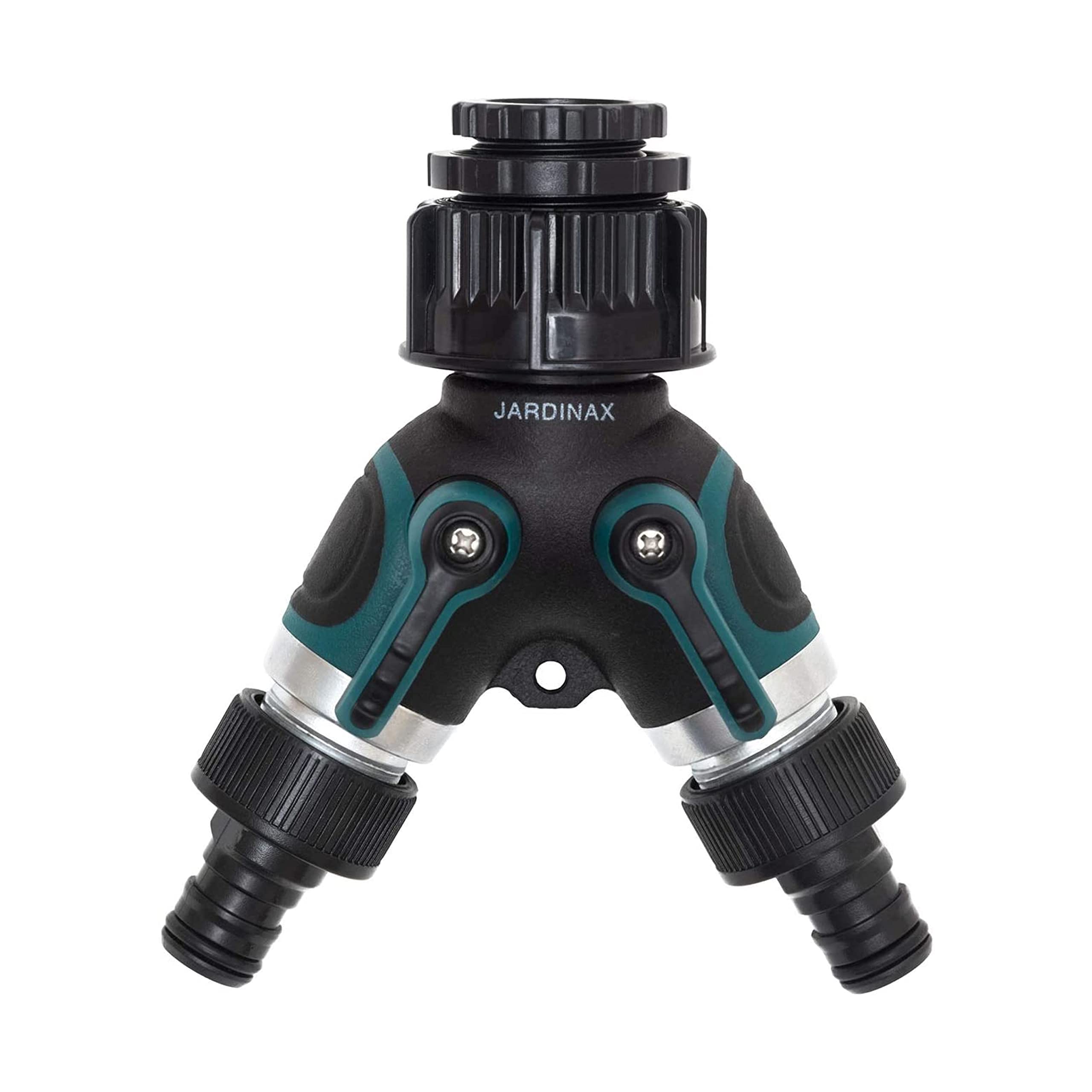 Jardinax Versatile Garden Tap Splitter, Fits Multiple Tap Sizes - Double Male Hose Connector, Adjustable Water Flow, Easy-Install, Durable & Leak-Proof, Compatible with Hozelock Attachments