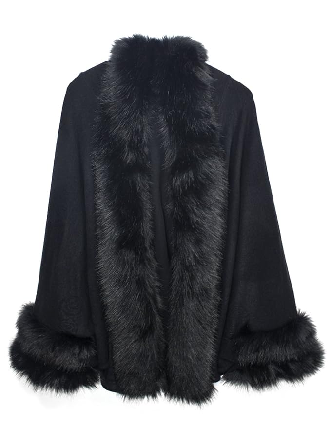 Steampunk Costumes, Outfits for Women Poncho - Faux Fur Trim Imprinted Rose Cape $59.95 AT vintagedancer.com