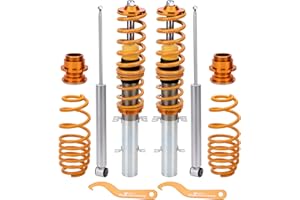 maXpeedingrods Coilovers for VW Golf MK4 1997-2007, for VW New Beetle 1998-2010, for Seat Leon 1999-2006, for VW Jetta MK4 1999-2005, Height Adjustable Coilovers Suspension Kit, Lowering Kit Gold