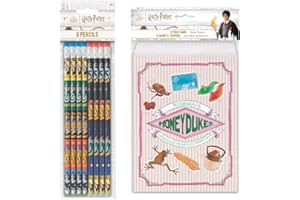 "Harry Potter Party Bundle | 8ct Wizarding World Pencils with Erasers + 8 Multicolor Hogwarts Treat Bags | Magical Favors for