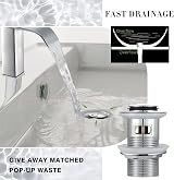 Wasserrhythm Waterfall Basin Tap Chrome Brass Mixer with Pop Up Waste Square UK view 6