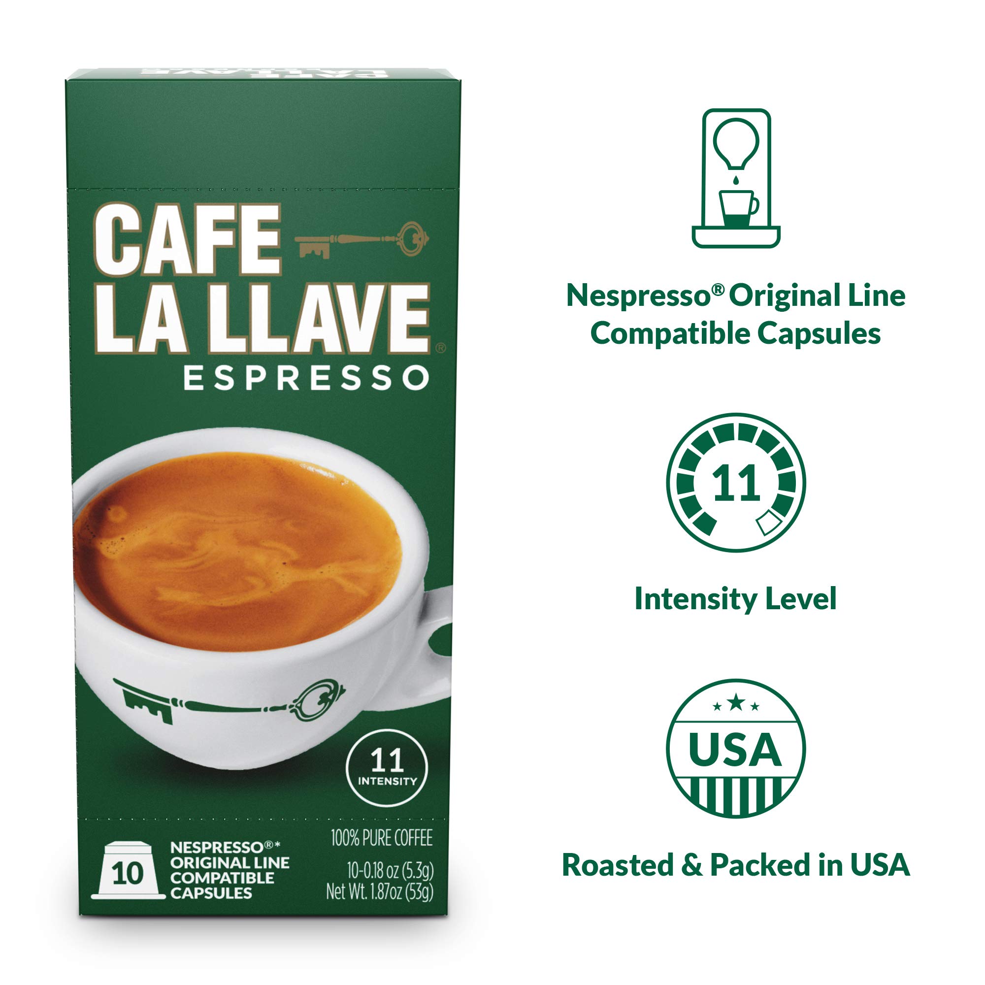 Café La Llave Decaf Espresso Capsules, Intensity 11 (80