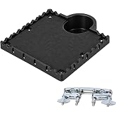 RANMING Drum Tray with Clamp on Drum Racks and Cymbal Stands for Musicians | Percussion Table for Drum Set with Cup Holder, Stick Grooves, Felt-Lined Surface, Lightweight for Stage &amp; Daily Practice