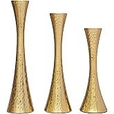 Taper Candle Holders Metal Candlestick Holders Set of 3 Table Mantel Decorative Candle Stand for Dinning,Party,Wedding,Home Decor(Brass Gold)