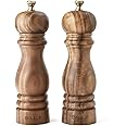 Pepper Grinder,Wood Salt and Pepper Grinder Mills Sets, Acacia Wood Manual Salt Grinder Refillable Pepper Mill Sets with Adjustable Ceramic Grinding Rotor - 7 Inch-Set of 2