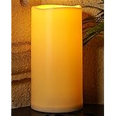 Homemory 6" x 12" Extra Large Outdoor Waterproof Candle with Auto 6-Hour Timer, Ivory Plastic Made, Long Last for Half A Year