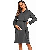 Ekouaer Maternity Robe Labor Delivery Nursing Gown Hospital Breastfeeding Dress Bathrobes
