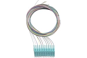 Elfcam® - 12-Fibre LC/UPC OM3 Multimode 50/125um Colour-Coded Optical Fibre Pigtail Without Cladding