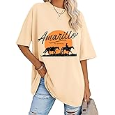 LOMON Oversized Graphic T Shirts for Women Short Sleeve Crewneck Summer Tops Loose Casual Basic Tees