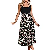 CUPSHE Women's Summer Dresses Floral Tie Back Backless Square Neck Elastic Waist Midi Dress