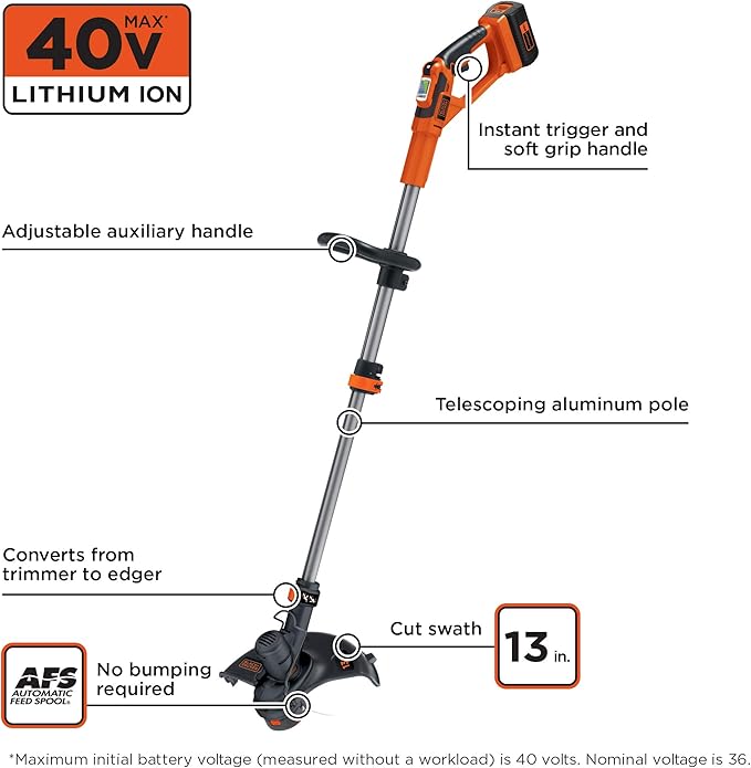 black and decker 13 inch 40 volt trimmer