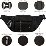 SUPHOSMT 4 Pockets Black Bum Bag Large Waist Fanny Pack Waterproof for iPad Mini view 5