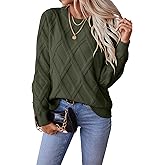 SHEWIN Womens Sweaters Crewneck Cable Knit Sweater Long Sleeve Fall Tops for Women 2025