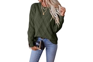 SHEWIN Womens Sweaters Crewneck Cable Knit Sweater Long Sleeve Fall Tops for Women 2025