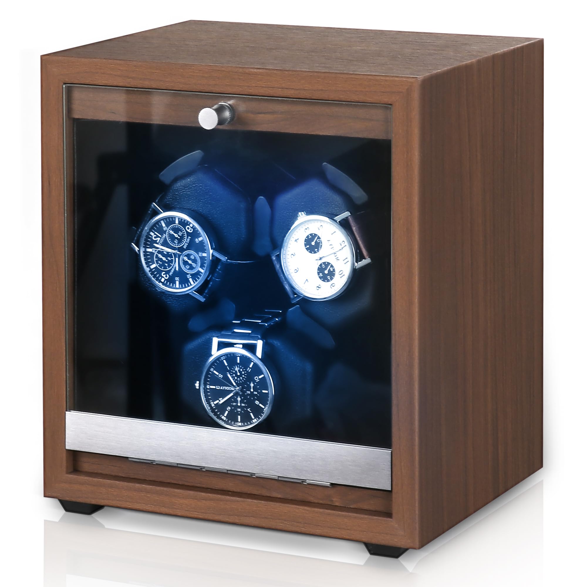 Photo 1 of ***PARTS ONLY***NBTORCH 3 Watch Winder for Automatic Watches Wooden Automatic Watch Winder with Super Quiet Japanese Motor, 4 Rotation Mode, Blue LED Light, Memory Foam Pillows for Man & Woman