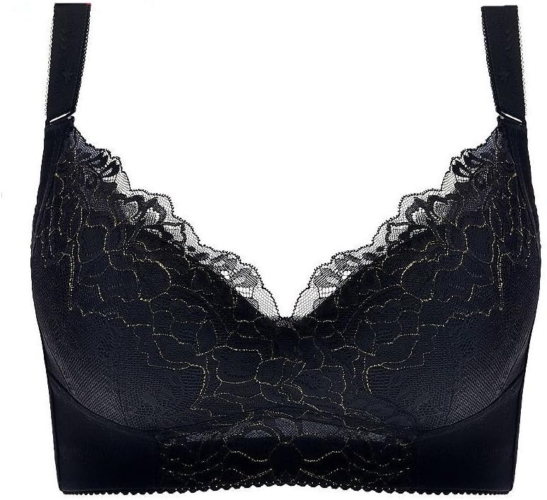 VOYAGEA a thin no sponge cups underwire bra big yards bra pushed up a sexy underclothes (38D, black)